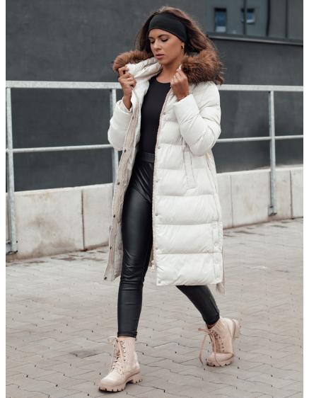 Dámska zimná prešívaná bunda s kožušinou STYLEBELLA biela