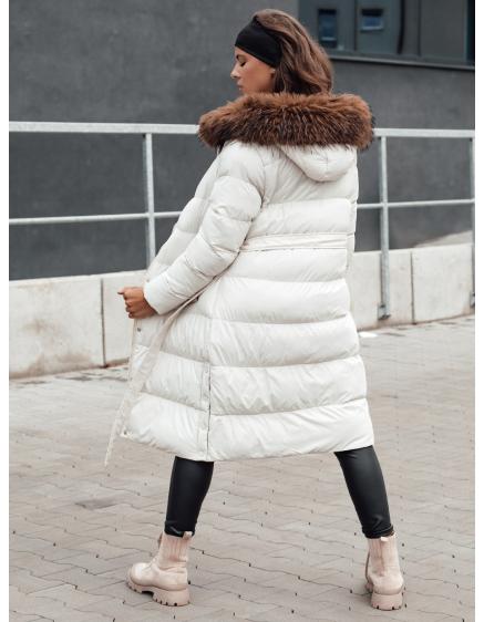 Dámska zimná prešívaná bunda s kožušinou STYLEBELLA biela