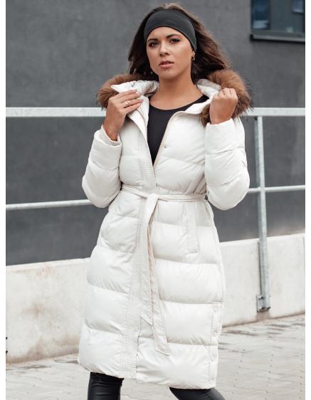 Dámska zimná prešívaná bunda s kožušinou STYLEBELLA biela