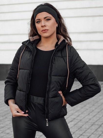 Dámska krátka zimná páperová bunda NORDPUFF s kapucňou čierna