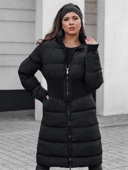 Dámska zimná dlhá prešívaná bunda FABWARM čierna – fotografie produktu 2