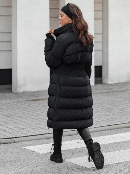 Dámska zimná dlhá prešívaná bunda FABWARM čierna – fotografie produktu 4