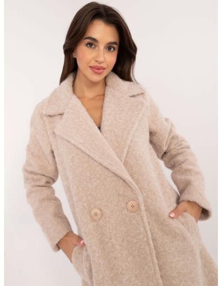 Dámsky kabát so zapínaním na gombíky béžovej farby