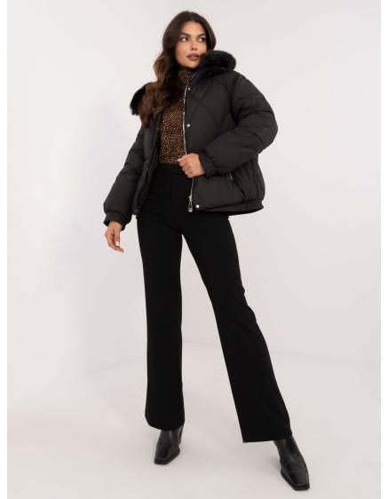 Dámska páperová bunda s kapucňou zimná čierna
