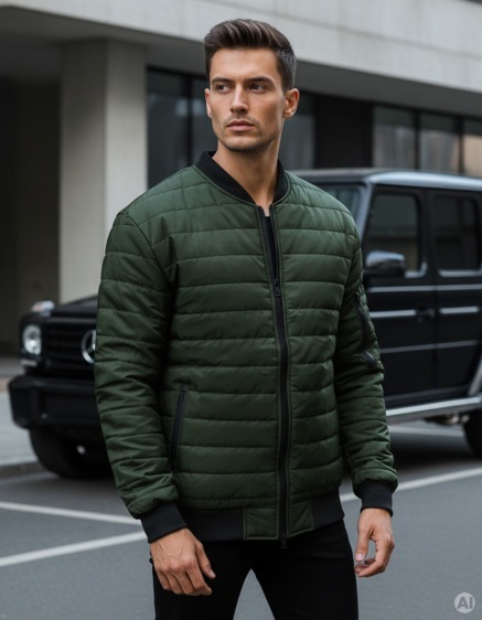 Pánska NEWSTYLE bunda prešívaná bomber jacket zelená