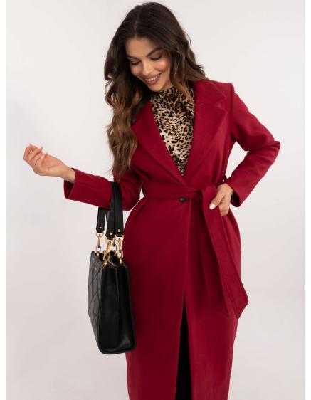 Női kabát zsebekkel OCH BELLA burgundi