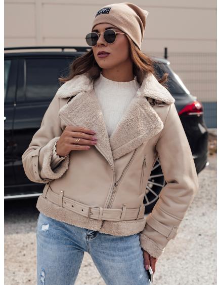 Női téli bőrdzseki BELLCIAO bézs