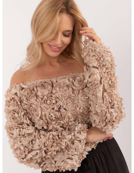 Női hálós formális blúz bézs