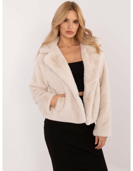Dámska prechodná bunda z umelej kožušiny svetlo béžová