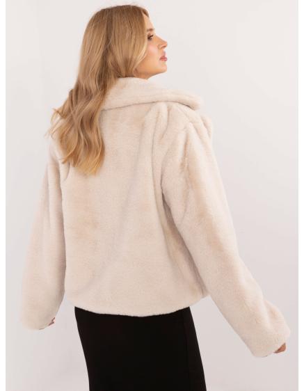 Dámska prechodná bunda z umelej kožušiny svetlo béžová