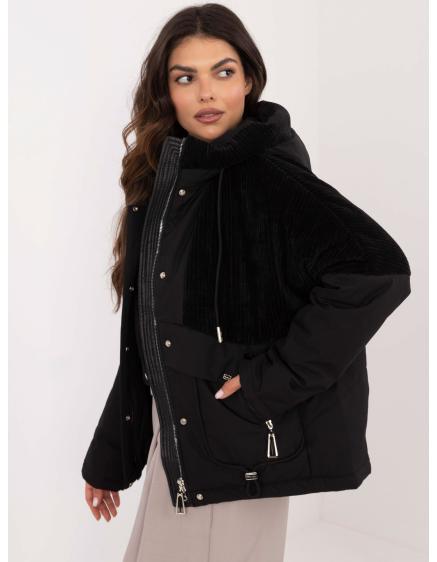 Čierna dámska prechodná bunda s vreckami na zips