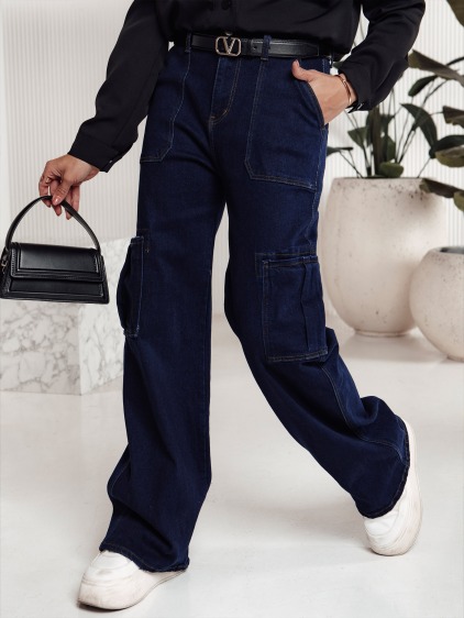 Dámské kalhoty FITZONE denim cargo tmavě modré