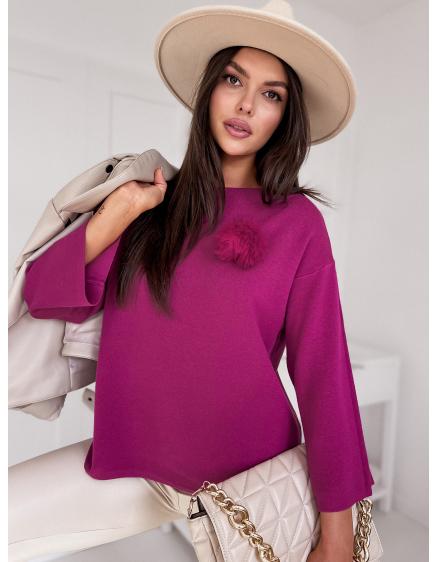 Női túlméretezett pulóver GAIA bordó