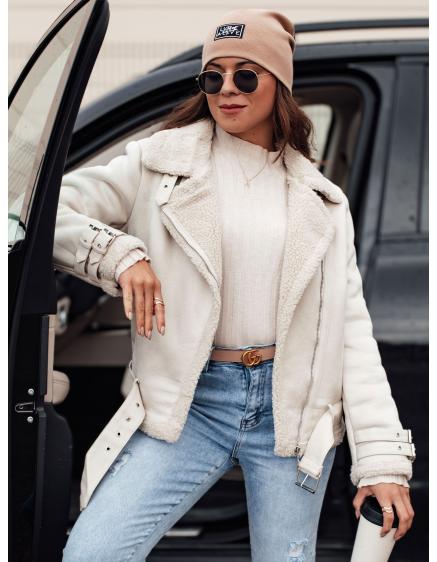 Dámská semišová bunda LEVERINO s ovčí kůží bílá