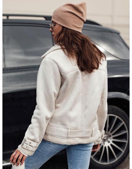 Dámská semišová bunda LEVERINO s ovčí kůží bílá