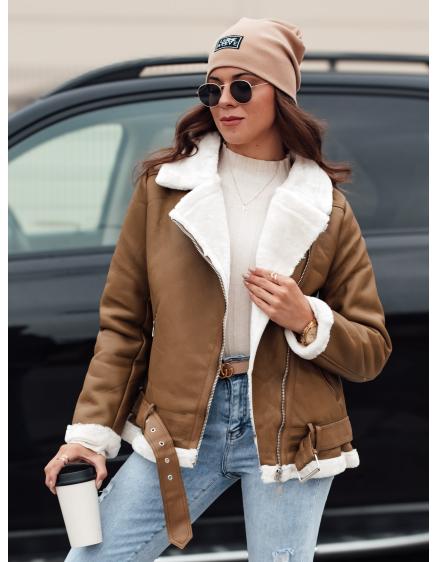 Női báránybőr bőrkabát NORFDIMA camel