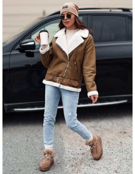 Női báránybőr bőrkabát NORFDIMA camel