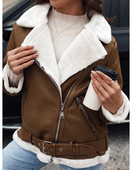 Női báránybőr bőrkabát NORFDIMA camel