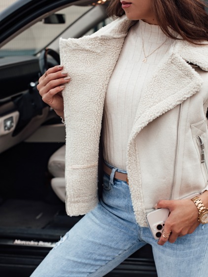 Dámska semišová vesta s ovčou kožušinou WOOLZIP biela – fotografie produktu 3