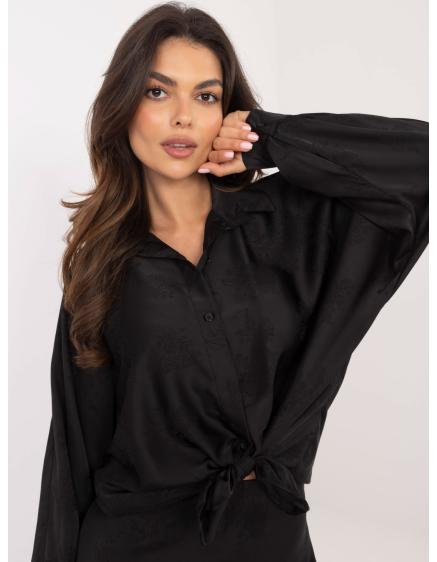 Čierna oversize kvetinová košeľa