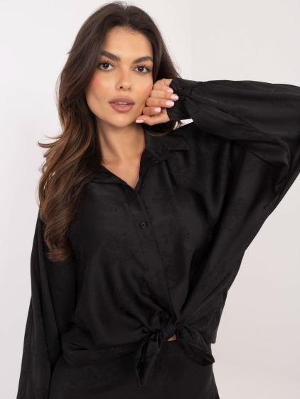 Čierna oversize kvetinová košeľa