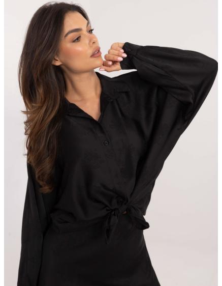 Čierna oversize kvetinová košeľa