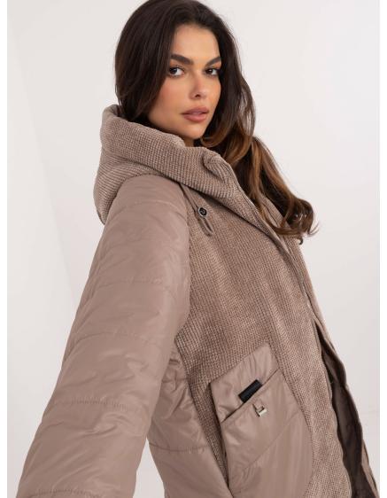 Világosbarna hosszabb átmeneti kabát kapucnival