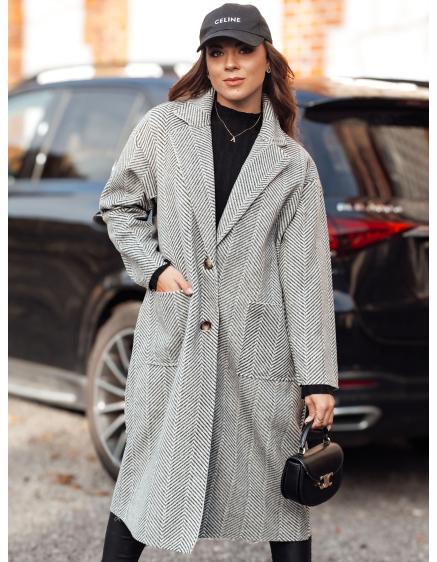 Dámsky oversize kabát AVELINNI dlhý sleďová kosť sivý