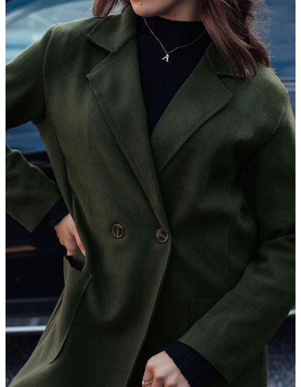 Dámský oversize kabát LINNORE dlouhý olivově zelený