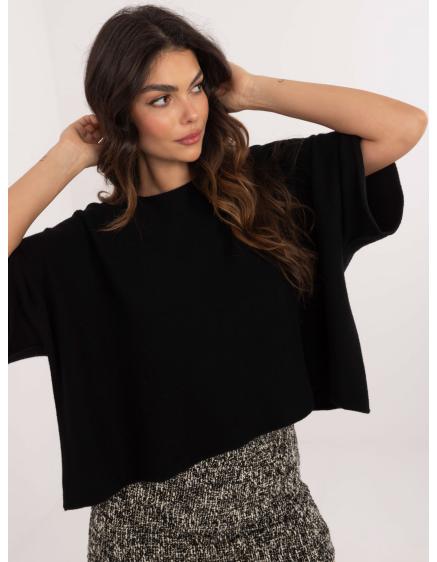 Čierny krátky oversize sveter