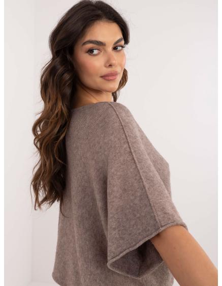 Tmavobéžový obojstranný oversize sveter