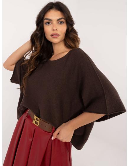 Čokoládový krátky oversize sveter
