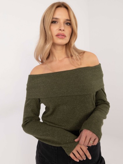 Khaki svetr na ramínka z viskózy bez kapuce – fotografie produktu 2