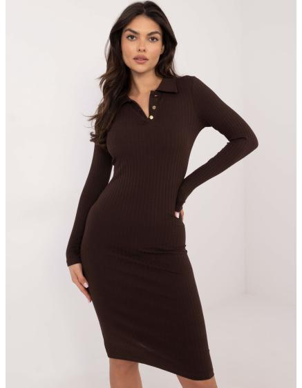 Čokoládové základní šaty s širokými pruhy