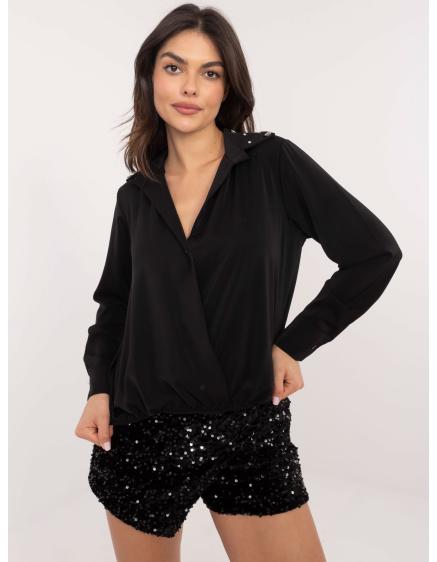 Černá elegantní košile s ozdobným límečkem