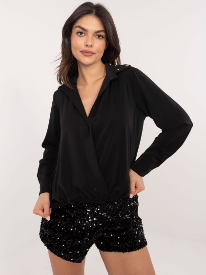 Černá elegantní košile s ozdobným límečkem