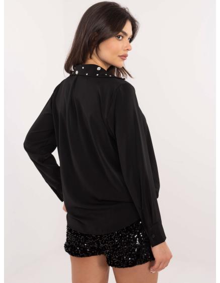 Černá elegantní košile s ozdobným límečkem