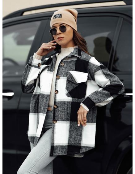 Dámska nadrozmerná kockovaná bunda KRATONIA čiernobiela