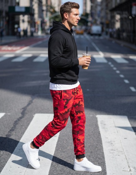 Pánske STYLE tepláky camo maskáčové červená – fotografie produktu 4