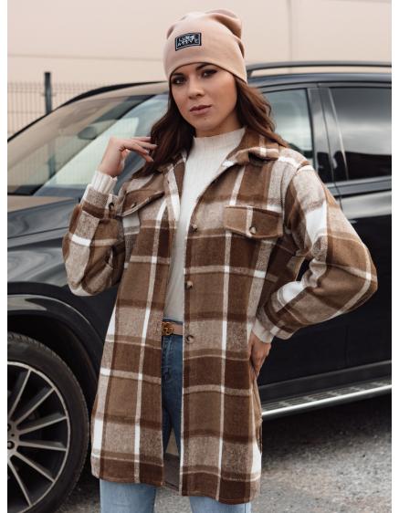 Dámska nadrozmerná košeľová bunda PLAIDIFY béžová