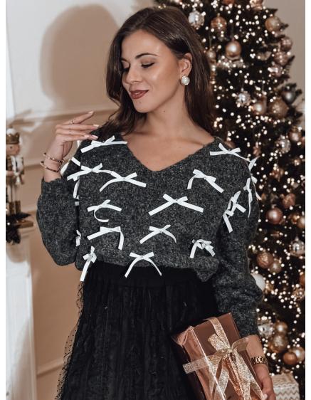 Dámský svetr RIBBLOOM s mašlemi černý