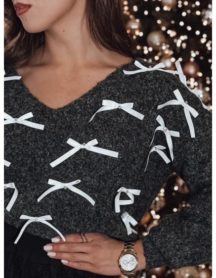 Dámský svetr RIBBLOOM s mašlemi černý