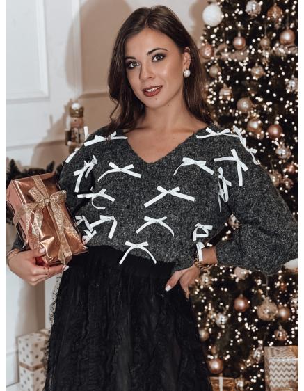 Dámský svetr RIBBLOOM s mašlemi černý