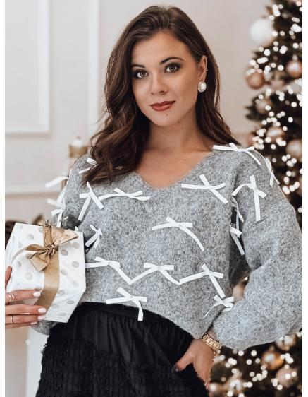 Dámský svetr RIBBLOOM s mašlemi grafitová barva