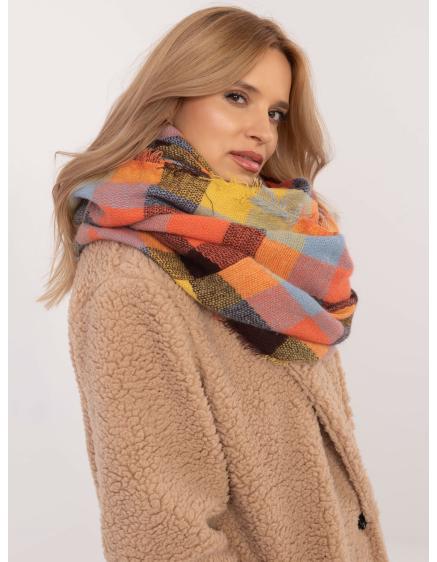 Oranžovo-čierne dámske kockované nohavice