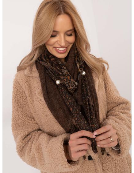 Hnedý šál so zvieracou potlačou