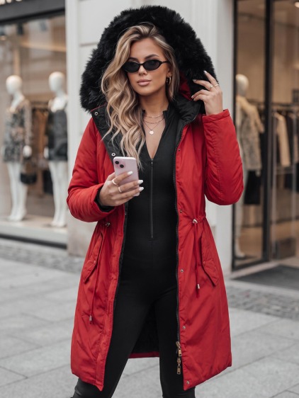 Dámská zimní parka TRENDNEL oboustranná s kapucí červená