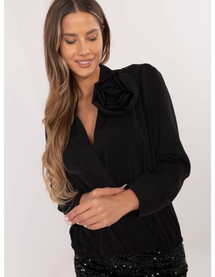 Fekete női formális blúz rózsával