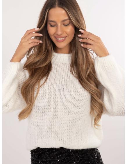 Ecru dámský svetr oversize s příměsí vlny