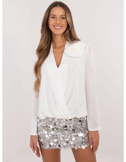 Fehér hosszú ujjú borítékos party blúz